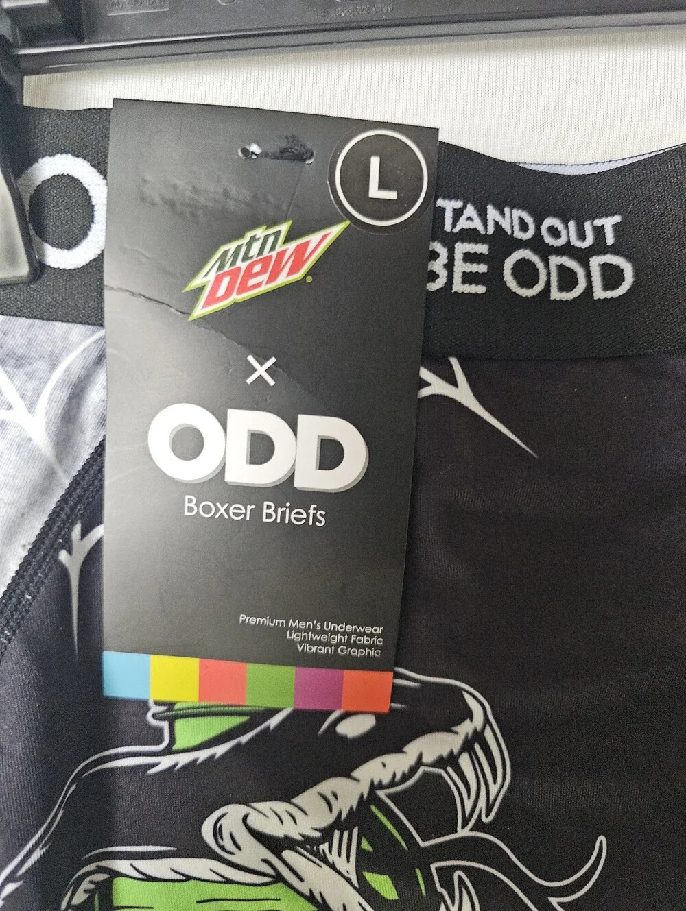 Mtn Dew x ODD Sox Boxer Briefs Size L New With Tags Snake Graphic